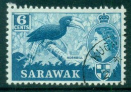 Sarawak 1955-57 QEII Hornbill 6c FU Lot82311 - Sarawak (...-1963)