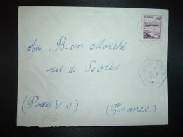 LETTRE TP 15F OBL. HEXAGONALE Tiretée BLEUE 1-4 1954 BOUAZZER MAROC - Covers & Documents