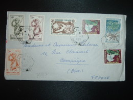 LETTRE TP DROITS DE L'HOMME 10F + DATURA 6F X2 + MANIOC 2F + 50c + 30c OBL. HEXAGONALE Tiretée 5-1 1960 ANALAVORY MADAGA - Covers & Documents