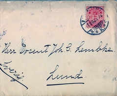 1900 , DINAMARCA , INTERESANTE SOBRE CIRCULADO ENTRE COPENHAGUE Y LUND ( SUECIA ) , LLEGADA - Storia Postale