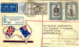 28 May 1938- First REG.FLIGHT - AUSTRALIA-PAPUA-NEX GUINEA   Mixed Fr. AUSTR. + Papua - First Flight Covers