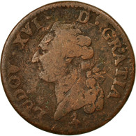 Monnaie, France, Louis XVI, Sol Ou Sou, Sol, 1791, Paris, B+, Cuivre - 1774-1791 Luis XVI