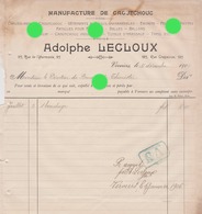 VERVIERS 1905  Manufacture De Caoutchouc Adolphe Lecloux - Kleidung & Textil