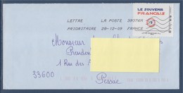 = Le Souvenir Français Le 28.12.09 TVP LP 20g. Sur Enveloppe, Cadre Philaposte - Cartas & Documentos