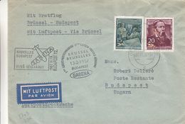 République Démocratique - Lettre De 1957 - Oblit Gehren - 1er Vol Sabena Brüssel Budapest - Cachet Legi Posta Buda - Briefe U. Dokumente