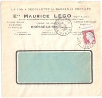 BOSSE Le SEC Sarthe Lettre Entête Maurice LEGO Laiton Décolleté Barres Profilés 25c Decaris Yv 1263 Ob Lautier B7 1961 - Storia Postale