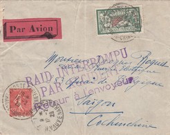 LETTRE. 19 FEVR 29. POSTE AERIENNE FRANCE-INDOCHINE. RAID INTERROMPU PAR ACCIDENT. PAILLARD-LE BRIX-SOUSSE 26 2 29 - Lettres Accidentées