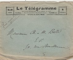 Enveloppe Pour Journal Le Télégramme De Toulouse Haute Gronne Préaffranchie 5 Centimes - Déchirure - Journaux