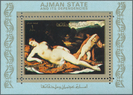 Adschman / Ajman: 1973, Nude Paintings Set Of 16 Different Imperforate Special Miniature Sheets In A - Adschman