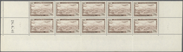 Algerien: 1946, 20fr. Airmails, Type I, Marginal Block Of 20 (folded) With Coins Date 24.4.46, Unmou - Cartas & Documentos