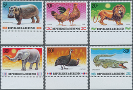 Burundi: 1991, Animals Complete Set Of Six (elephant, Lion, Crocodile, Hippopotamus, Guinea Fowl And - Other & Unclassified