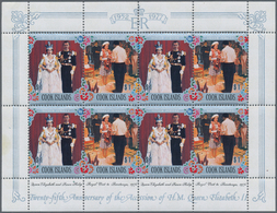 Cook-Inseln: 1977, 25th Anniversary Of The Accession Of QEII Complete Set In 38 Sheetlets Of Eight ( - Cookinseln