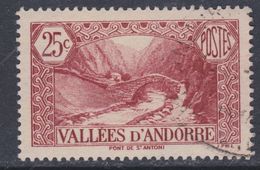 Andorre N° 61 O Paysages, Partie De Série :25 C. Brun-rouge Oblitération Très Faible Sinon TB - Used Stamps