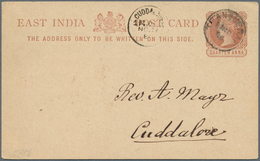 Indien: 1886-1911 Formerly DANISH POSSESSION TRANQUEBAR: Seven Postal Stationery Items Used From The - 1852 Provinz Von Sind