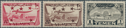 Jemen: 1947, Country Impressions The Three NOT OFFICIALLY ISSUED Stamps In Larger Quantities Mostly - Yémen