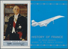 Jemen: 1969, History Of France Perf. Miniature Sheet 10b. 'Charles De Gaulle (and Concorde In Margin - Yémen