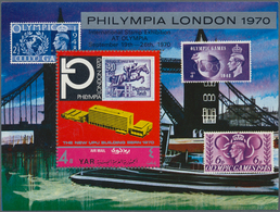 Jemen: 1970, Philatelic Exposition PHILYMPIA London Two Different Perf. And Imperf. Miniature Sheets - Yémen