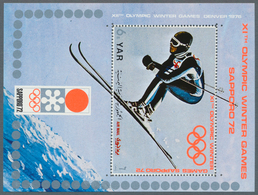 Jemen: 1971, Winter Olympics 1972 Sapporo Perf. Miniature Sheet 6b. 'downhill Skiing' And Imperf. Mi - Yémen