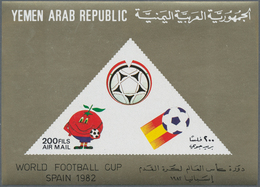 Jemen: 1982, Football World Championship Spain Imperf. Miniature Sheet 200f. 'emblems' In A Lot With - Yémen
