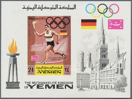 Jemen - Königreich: 1969, Summer Olympics Munich 1972 IMPERF. Miniature Sheet 24b. 'Torch Race' (+ S - Yémen