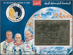 Jemen - Königreich: 1969, The History In Space Flight Imperf. Miniature Sheet With 34b. Gold Foil St - Yémen