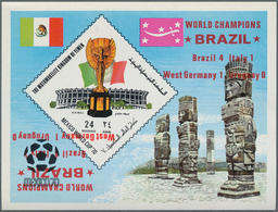 Jemen - Königreich: 1970, Winners Of The Football World Championship Mexico Imperf. Miniature Sheets - Yemen