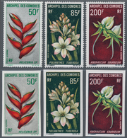 Komoren: 1969, Flowers Airmail Stamps 50fr. ‚Heliconia Humilis‘, 85fr. ‚Polianthes Tuberosa‘ And 200 - Komoren (1975-...)