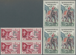 Laos: 1960, World Refugees Year Set Oft Wo Surcharged Stamps Incl. 4+1k. King Sisavang Vong And 10+1 - Laos