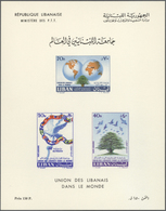 Libanon: 1960, World Lebanese Community, Lot Of 53 Souvenir Sheets, Type II With Price Indication, U - Liban