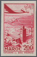 Marokko: 1952/1955, Mint Collection Of 116 IMPERFORATE Stamps Incl. Airmails. - Lettres & Documents
