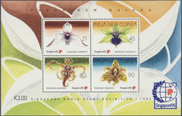 Papua Neuguinea: 1995, ORCHIDS Miniature Sheet For 'Singapore Stamp Exhibition' In An Investment Lot - Papua New Guinea