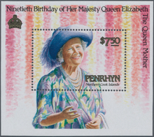 Penrhyn: 1990, 90th Birthday Of Queen Mum Miniature Sheet $7.50 In A Lot With About 200 Miniature Sh - Penrhyn