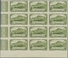 Reunion: 1933, Definitives "Views", 65c. Green "Piton D'Anchain", Lot Of 20 IMPERFORATE Stamps Withi - Neufs