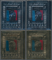 Schardscha / Sharjah: 1970 (ca.), Prominent Persons 'CHARLES DE GAULLE' Gold And Silver Foil Stamps - Schardscha