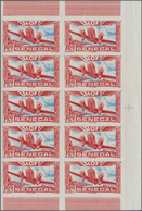 Senegal: 1942, Airmails, 100fr. Red/ultramarine, IMPERFORATE Marginal Block Of Ten, Unmounted Mint. - Other & Unclassified