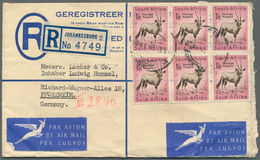 Südafrika - Ganzsachen: 1958, South Africa/South West Africa, Group Of Five Uprated Registered Stati - Otros & Sin Clasificación