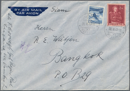 Thailand: 1946-47: Group Of Nine Airmail Covers From Switzerland To Thailand, Different Frankings, A - Tailandia