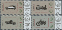 Venezuela: 1983, History Of Traffic Complete Set Of Four (Lincoln 1923, Locomotive 128 From 1889, Wi - Venezuela