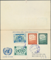 Vereinte Nationen - New York: 1957-59, 24 Postcards With Paid Reply, Both Parts Complete Used To Ita - Otros & Sin Clasificación