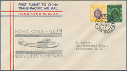 Flugpost Alle Welt: 1928/1946, Lot Of Nine Airmail Covers/cards, E.g. Hongkong, Dutch Indies, Three - Other & Unclassified