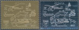 Thematische Philatelie: 1992, Guyana. Lot Of 100 GOLD Stamps And 100 SILVER Stamps Showing "Helicopt - Unclassified