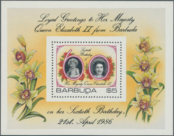 Thematik: Königtum, Adel / Royalty, Nobility: 1986, BARBUDA: 60th Birthday Of QEII Miniature Sheet $ - Royalties, Royals