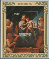 Thematik: Malerei, Maler / Painting, Painters: 1987, PENRHYN: Christmas Miniature Sheet With Paintin - Andere & Zonder Classificatie
