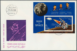 Thematik: Raumfahrt / Astronautics: 1969/1972, Yemen (YAR/Kingdom), Group Of 33 Envelopes Bearing Th - Altri & Non Classificati