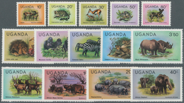 Thematik: Tiere, Fauna / Animals, Fauna: 1979, UGANDA: Animal Definitives (elephant, Wild Dog, Lion, - Otros & Sin Clasificación