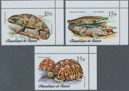 Thematik: Tiere-Reptilien / Animals-reptiles: 1977, GUINEA: Reptiles Complete Set Of The Three Airma - Other & Unclassified