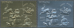 Thematik: Weihnachten / Christmas: 1993, Guyana. Lot Of 100 GOLD Stamps And 100 SILVER Stamps CHRIST - Noël