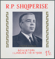 Albanien: 1968, Blockausgabe Zum 60. Geburtstag Von Enver Hoxha Anlagebestand Von 32 Bocks, Postfris - Albanie