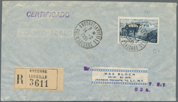 Andorra - Französische Post: 1931/1951, 5 Airmail Letters, Amongst Others Destinations USA, Belgium - Sonstige & Ohne Zuordnung