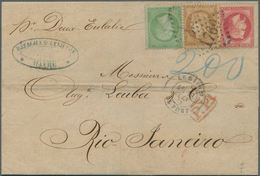 Frankreich: 1865/1872, Lot Of Eight Lettersheets With Napoloen And Ceres Frankings To Brazil/Argenti - Other & Unclassified